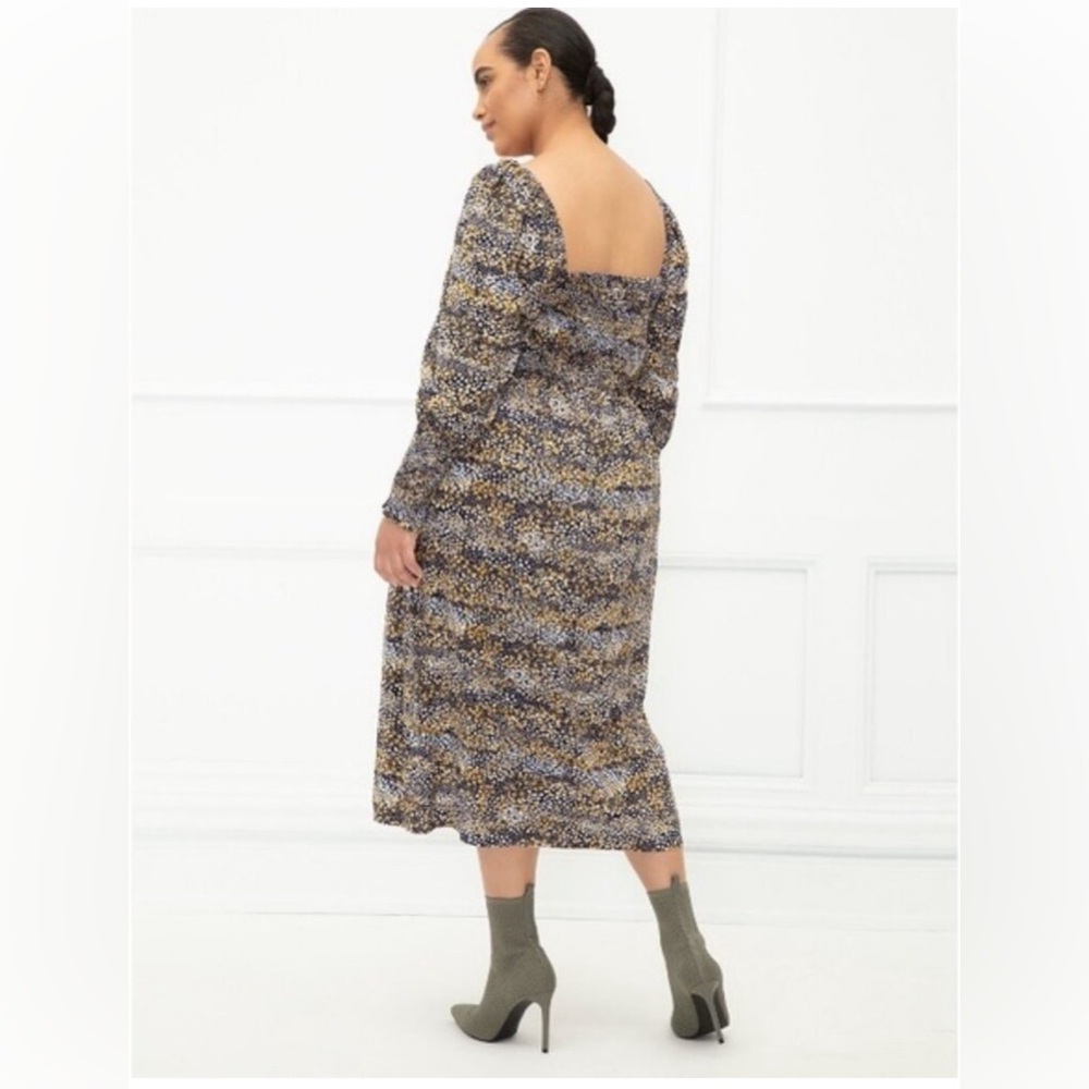 Eloquii Elements Mixed Dot Print Smocked Midi Dre… - image 3